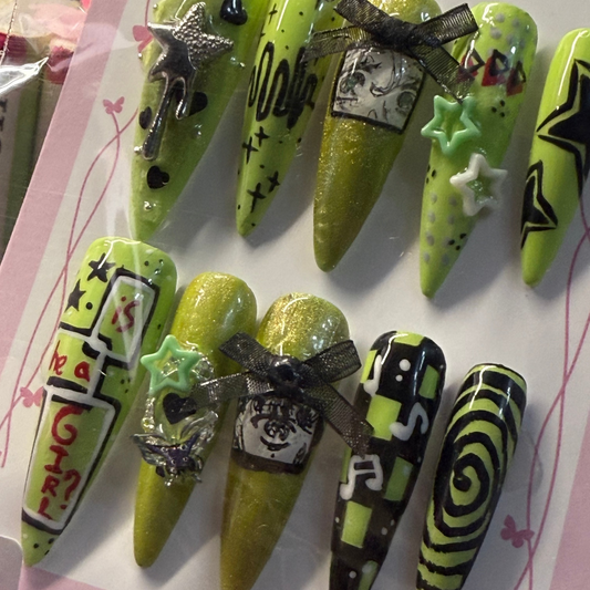 Green Yuri ✧ nails set press-on (Large)