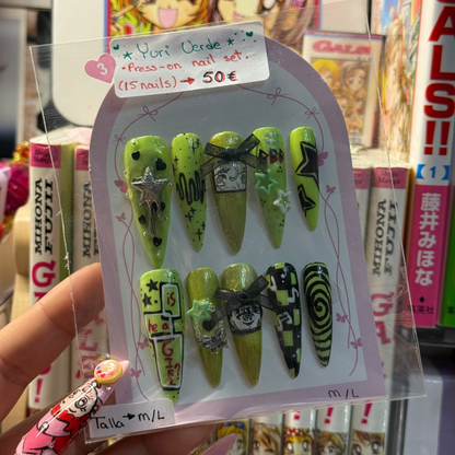 Green Yuri ✧ nails set press-on (Large)