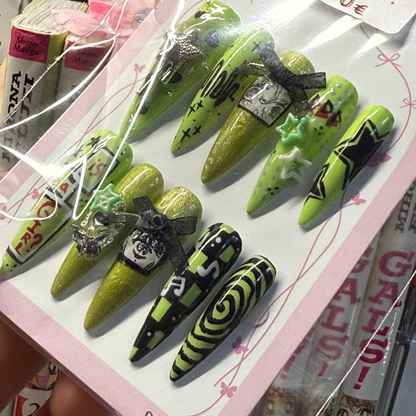 Green Yuri ✧ nails set press-on (Large)