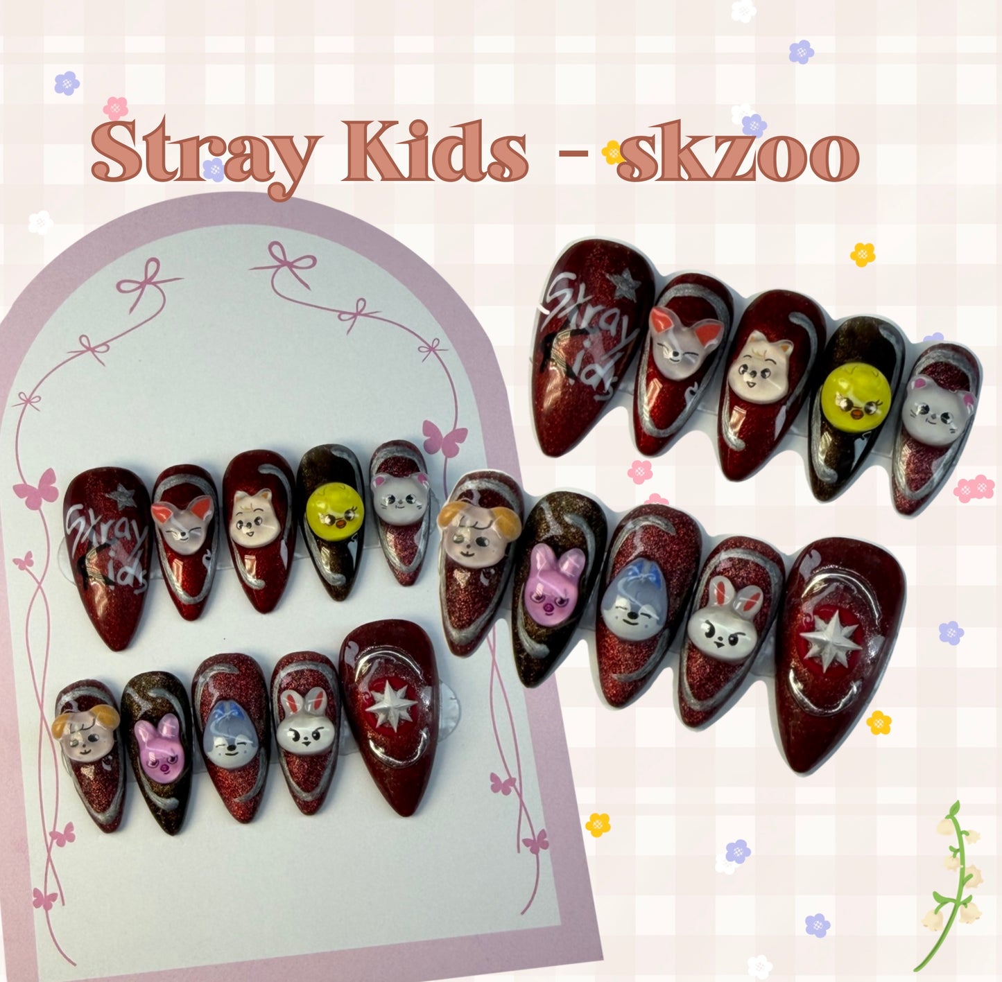 Stray kids; SKZOO ✧ Press-on nails︱ PREORDER